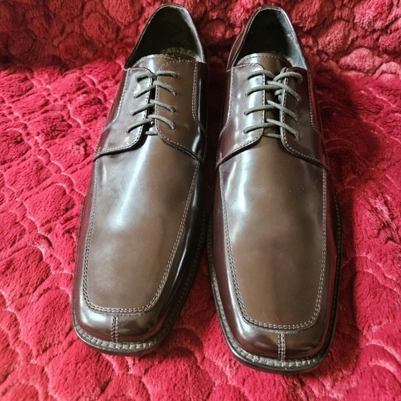Men\'s Aston Grey Dress Shoes Size 12 Dark Brown Leather Oxford Lace Up Brand New main image 13